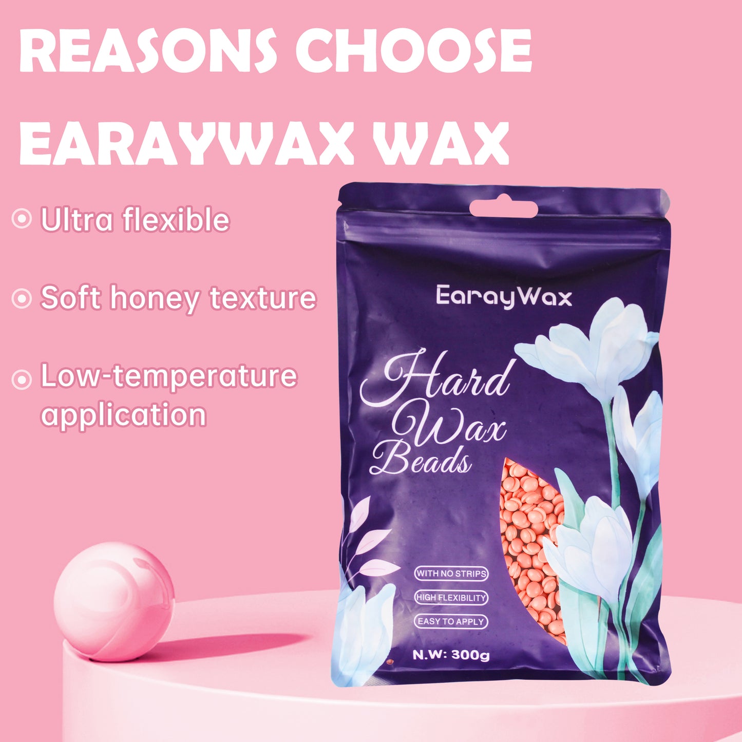Wax Beads, 300g Hard Wax Beads for Sensitive Skin Hair Removal, Wax for Full Body, Bikini, Face, Eyebrow, Back, Chest, Legs, Armpit, Upper Lip, Home Refill wax for Wax Warmer Kit