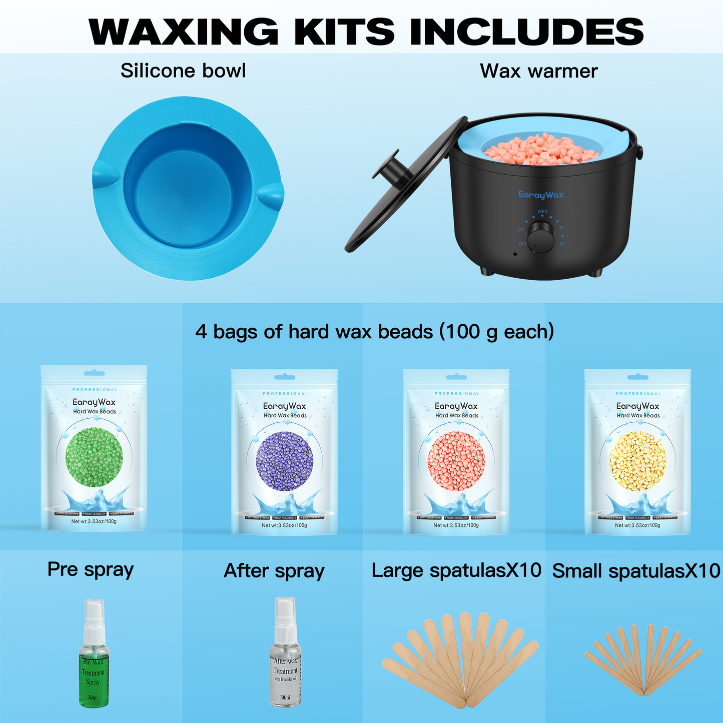 Waxing Kit for Women and Men, Wax Warmer Hair Removal at Home with Beads, Multiple Formulas Target Different Types of Sensitive Skin Body, Brazilian Bikini, Eyebrow, Facial